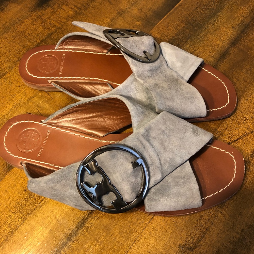 Tory Burch grant suede sandal slides